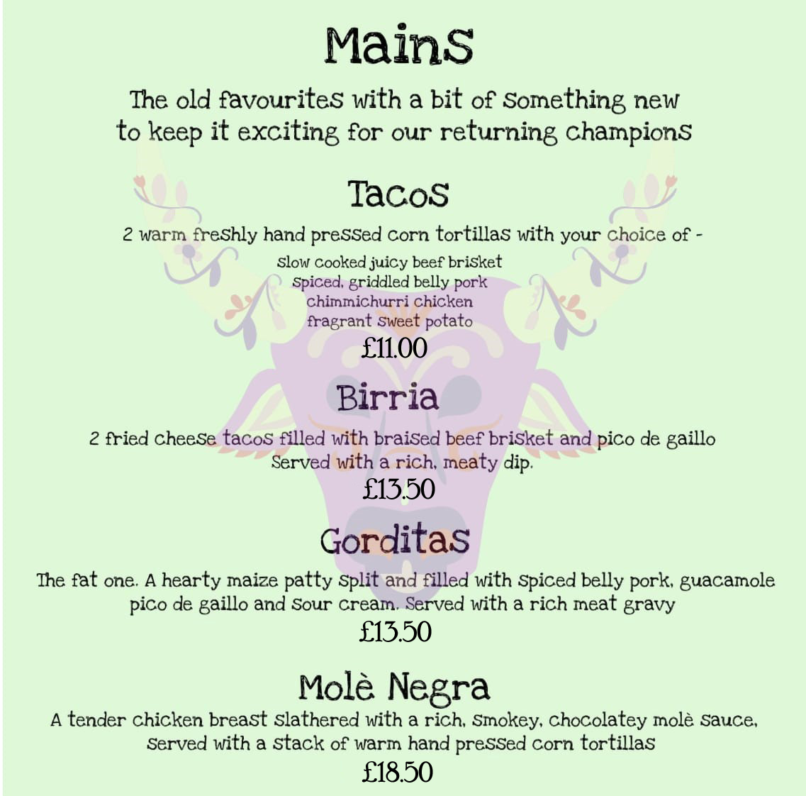 Our Menu – Sadies Cantina